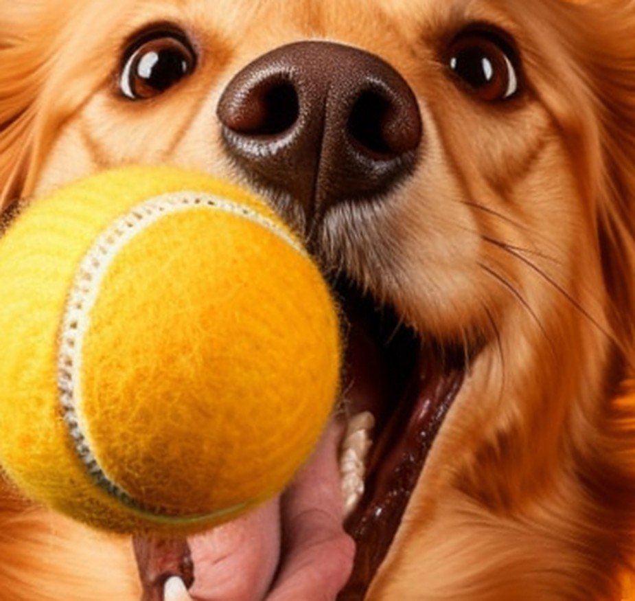 Cachorro feliz brincando com uma bolinha